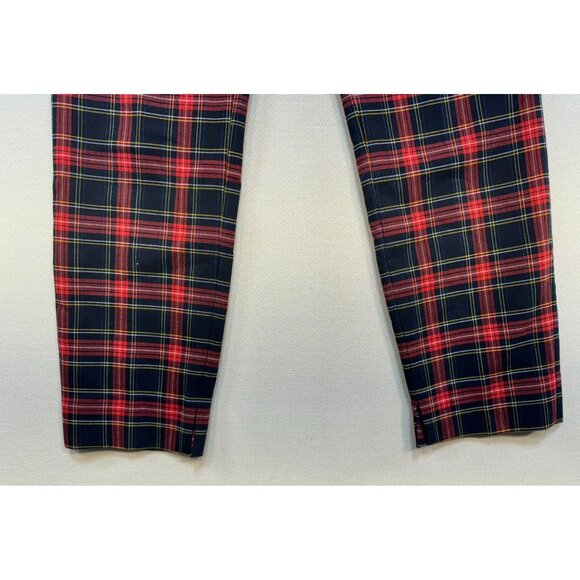 Zara Woman Plaid Trousers Size 2 Red & Black Classic Style - Picture 3 of 9